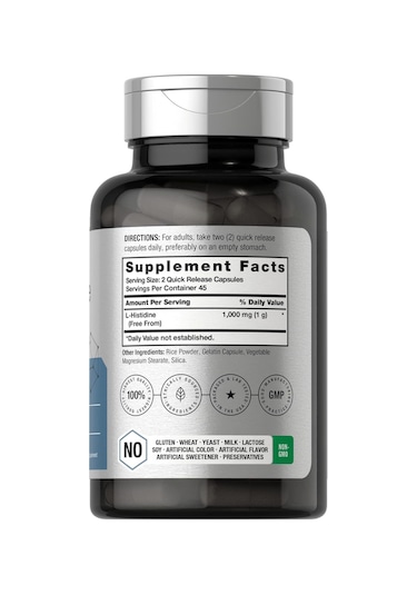 Horbaach L-histidine 1000mg 90 Capsules Non-gmo And Gluten Fr...