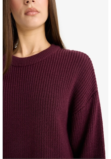 Defacto Regular Fit Bisiklet Yaka Kazak H6905az25wnbr455 Bordo