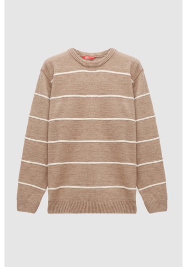 Ds Damat Regular Fit Vizon Çizgili Kazak 3hc064ortbkzk Vizon