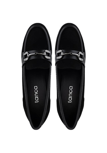 Tamer Tanca Kadın Hakiki Deri Siyah Süet Makosen Ayakkabı 488 1385 Bn Ayk Sk25-26 Syh Suet/dr Siyah