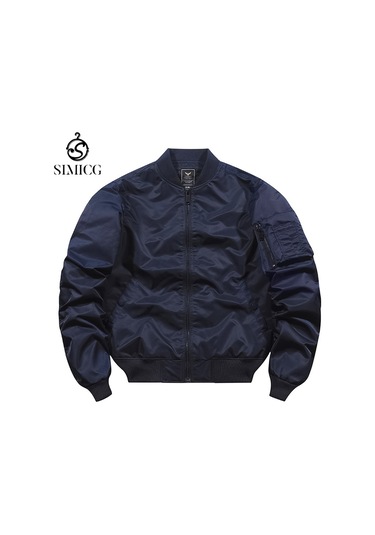 Erkek Sonbahar Kırmızı Bomber Ceket Mavi