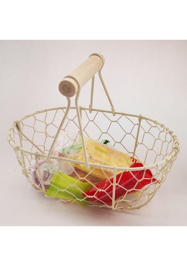 Suntek Tel Yumurta Sepeti Retro Rustik Demir Depolama Çiftlik Beyaz
