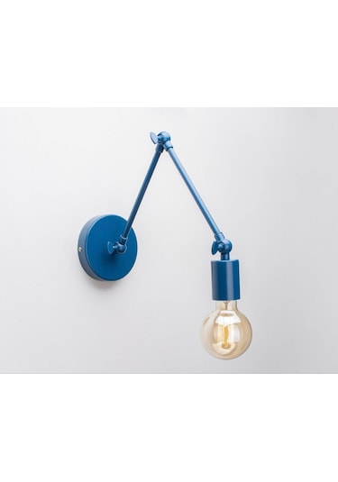 Riolight Retro,vintage,modern Mavi Üç Mafsallı 1xe27 Duylu Metal Duvar Aplik Mavi