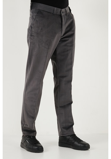 Buratti Normal Bel Regular Fit Düz Paça Erkek Kadife Pantolon 645Merlin Gri