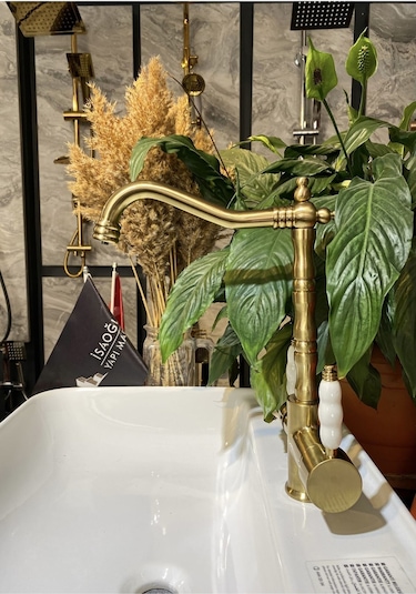 İsaoğlu Yapı Arıtmalı Batarya Arıtmalı Mutfak Musluğu Mat Gold Evye Bataryası Dore Fırçalanmış Rustik Batarya Gold