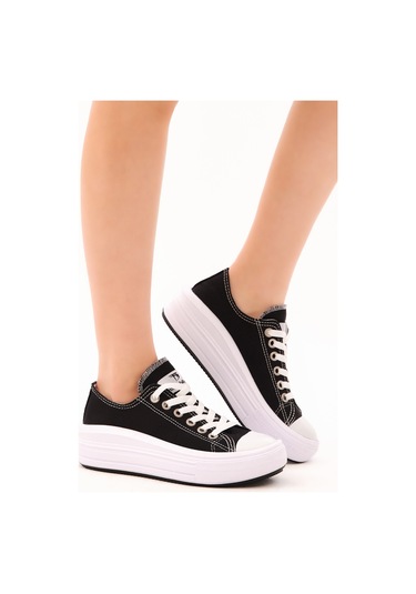 Tonny Black Kadın Siyah Rahat Kalıp Kalın Tabanlı Spor Ayakkabı