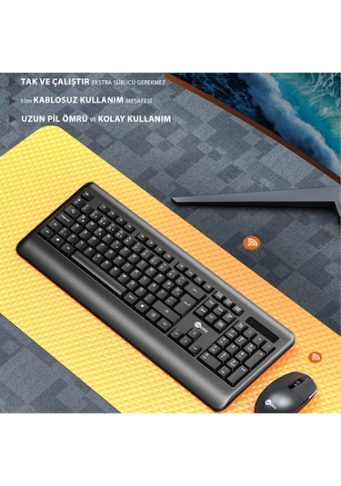 Lecoo KW202 Kablosuz Türkçe Q Klavye & Mouse Set
