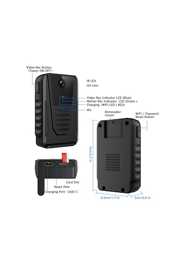 Sones 870b 1080p Taşınabilir Çok İşlevli Giyilebilir Kamera Siyah Siyah