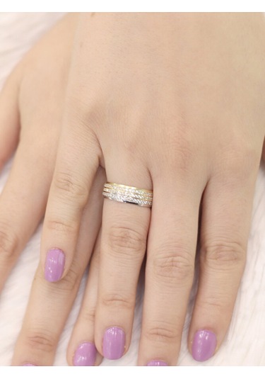 14 Ayar Altın 3 Sıra Taşlı Alyans Yüzük