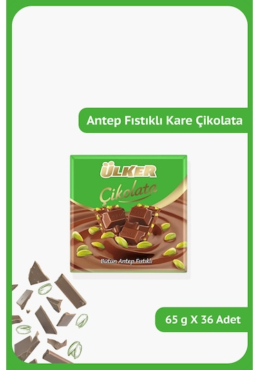 Ülker Çikolata Antepfıstıklı Sütlü Kare 65 Gram X36 Adet