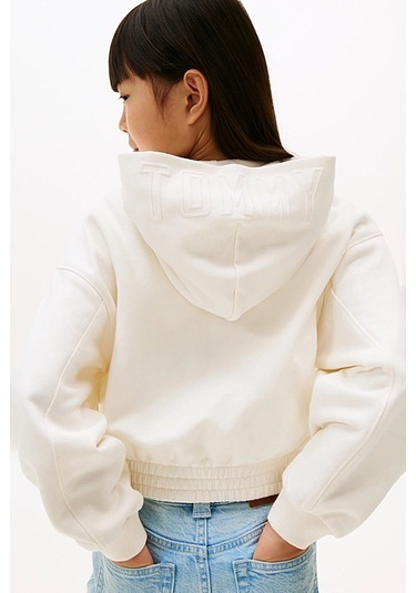 Kız Çocuk Tommy Puff Prınt Zıp Thru Hoodıe Sweatshirts Ivory Silk