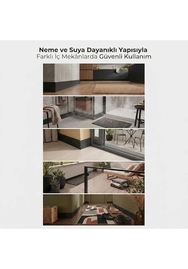 Espumo Kompozit Süpürgelik 8 cm Siyah | Suya Dayanıklı Parke Duvar Süpürgelik 2,40 m ESP206