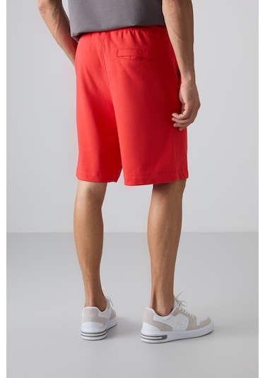 Tommy Life Fiesta Pamuklu Kalın Yumuşak Dokulu Comfort Fit Basic Erkek Şort - 81261 Kırmızı