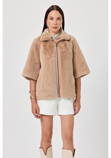 Cecilia Camel Kadın Tüylü Mont 001