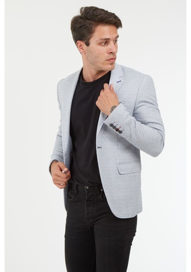 Sposo 5127 Dar Kalıp Yarım Astarlı Gri Erkek Blazer Ceket Gri