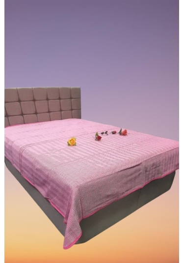 Pike Yazlık Zmrt Fuşya Çift Dolgun Malzeme V Çizgili Desen Pamuk Fuşya - Beyaz