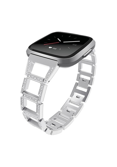 Fitbit Versa Metal Diamond Işlemeli Akıllı Saat Kayış Kordon (213884854)