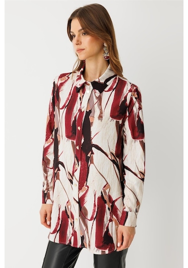 Esswaap Desenli Tunik Bordo Bordo
