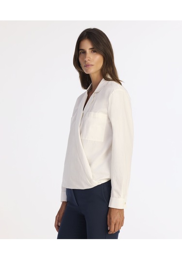 Yargıcı Regular Kırlangıç Yaka Uzun Kol Bluz 25kkbl6008x 002 Beyaz