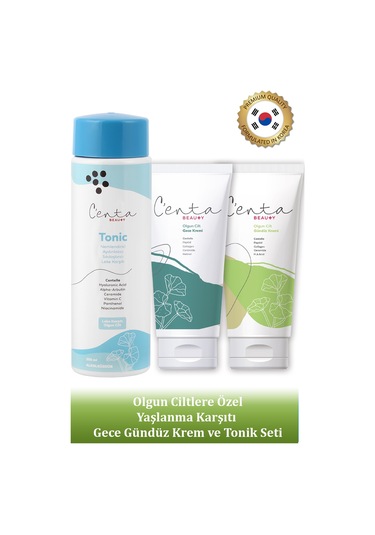 C'enta Beauty Olgun Ciltler İçin Gece Kremi 50 ML + Gündüz Kremi 50 ML + Tonik 200 ML