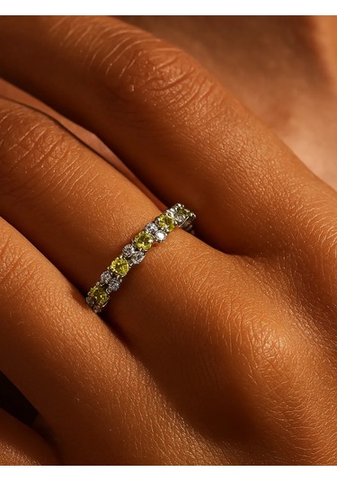 Lapshov Gümüş Zirkon Taşlı Yürüyüş Yolu Yüzüğü 292793981 Yeşil