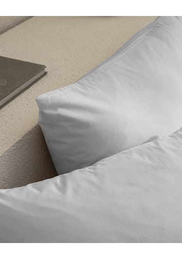 Madame Coco Manon %100 Pamuk Ranforce Düz 2'li Yastık Kılıfı Seti - Gri Gri