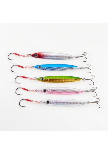 Yaozixa 5 Adet 40g Uzun Menli Kurşun Uçlu Renkli Yaban Balığı Yemi Seti - Akustik Simülasyon, Derin Su Derinlikleri İçin Dayanıklı Karbon Çelik İğneli Yemler