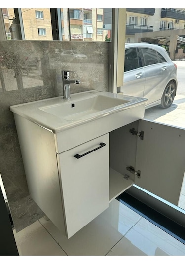 Banyo Dolabı Lavabolu Aynalı 65 Cm