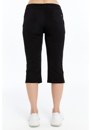 Axxel Kadın Kapri Siyah Büyük Beden Eşofman Altı K-225 Siyah