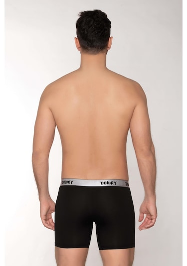 Dowry Erkek Modal Boxer Logo Lastikli Uzun Siyah Siyah