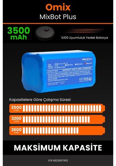 Omix Mixbot Plus Uyumlu 2600mah Robot Süpürge Bataryası