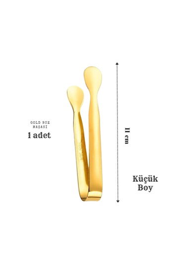 Perlotus 304 Çelik Mini Gold 11 Cm Buz Ve Şeker Maşası