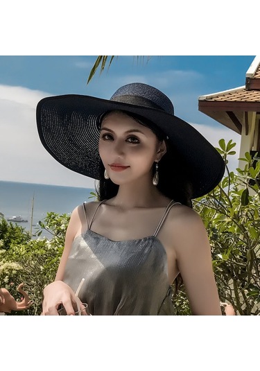 Geniş Kenarlı Egzotik Desenli Plaj Şapkası Kadınlar İçin Güneşten Koruyucu Yazlık Hasır Şapka Modelleri Turuncu