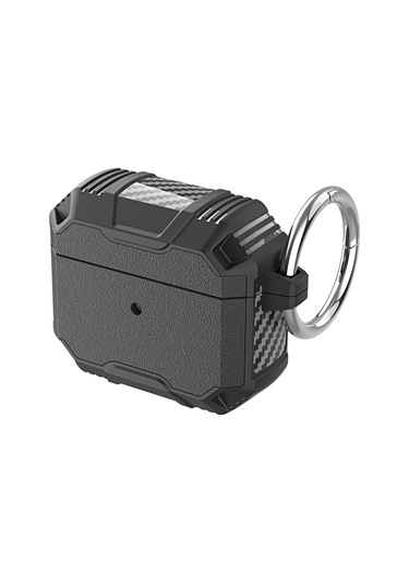 Kablosuz Kulaklık Tpu + Pc Darbeye Dayanıklı Kılıf Airpods Uyumlu 3 Siyah İçin Kanca İle Siyah