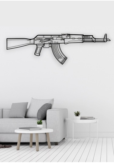 Ak-47 Desenli Siyah Metal Duvar Süsü