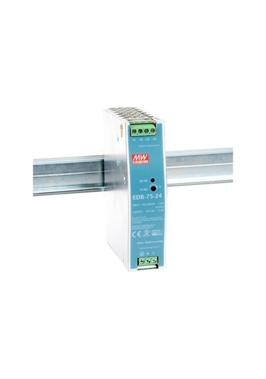 Mean Well Edr-075-24 24vdc 3.2a Ray Montaj Güç Kaynağı 75w Gri