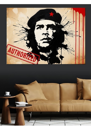 Che Guevara Portre Grafiti Dekoratif Kanvas - Mdf Ahşap Tablo