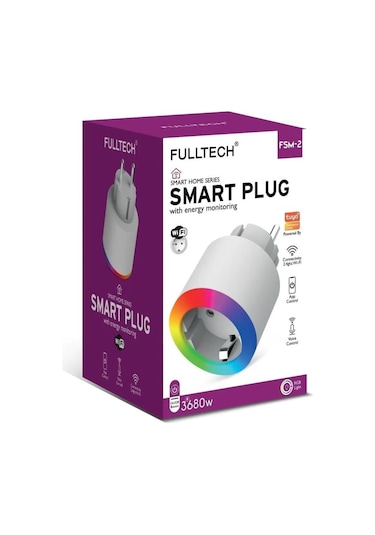 Fulltech Smart Plug FSM-2 2.4 G Wi-Fi RGB Işıklı Akım Korumalı Akıllı Priz