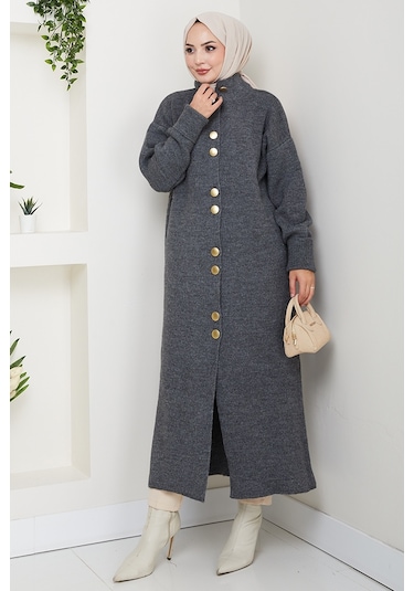 Reha Düğmeli Triko Hırka 1603 - Antrasit Antrasit