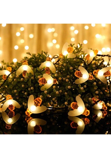 Güneş Enerjili Bahçe Işıkları, Bal Arısı Işık Dizileri, 2m/8 Modlu Su Geçirmez Dış/iç Mekan Bahçe Işıkları Çit, Çim, Veranda, Parti İçin 30 Başlık