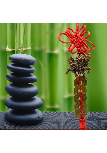 Çin Feng Shui Şans Ve Bereket Beşli Para Dragon 35 Cm