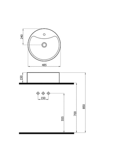 Newarc Newart Batarya Delikli Tezgah Üstü Lavabo