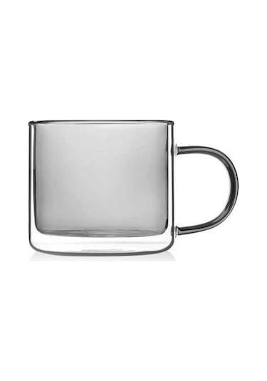 Cam Çift Cidarlı Kupa Grey 250ml Cam0323