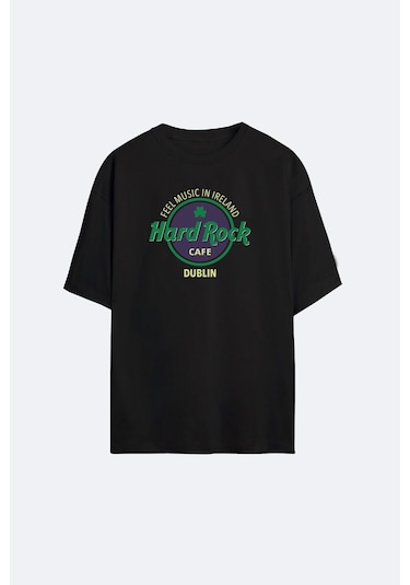 Insane Minds Hardrock Baskı Oversize Siyah Tişört Siyah