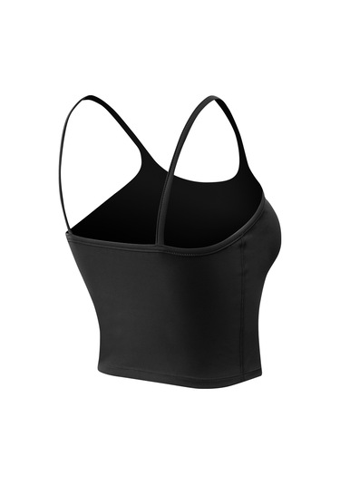 Wezone Kadınlar İçin Yoga Ve Spor Kullanımına Uygun İnce Askılı Kolsuz Kısa Üst SiYAH