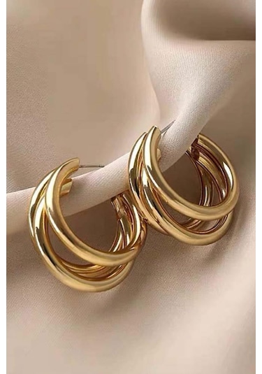 By Zeyna Aksesuar Kadın Vip Seri Ay Model Küpe Zrk00587-5048 Altın