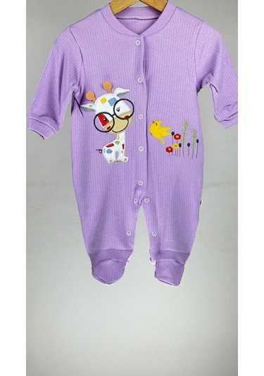 Zürafalı Çıtçıtlı %100 Kız Bebek Tulum 001