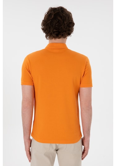 U.S. Polo Assn. Erkek Slim Fit Polo Yaka Turuncu Basic Tişört 50305929-VR051