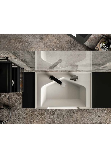 Seramik Kuaför Lavabosu 75 Cm Beyaz Erkek Kare Lavabo Beyaz