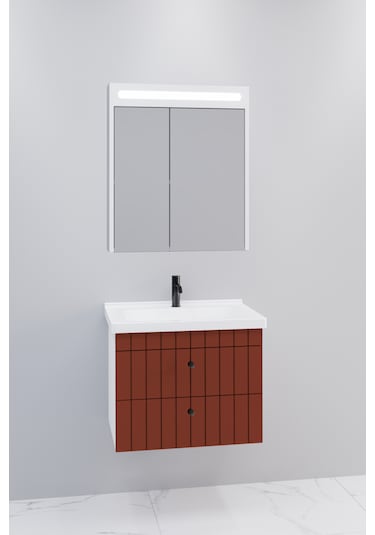 Petit 65 Cm Banyo Dolabı Npl Aynalı Kiremit - Boy Dolap Hariç Kiremit